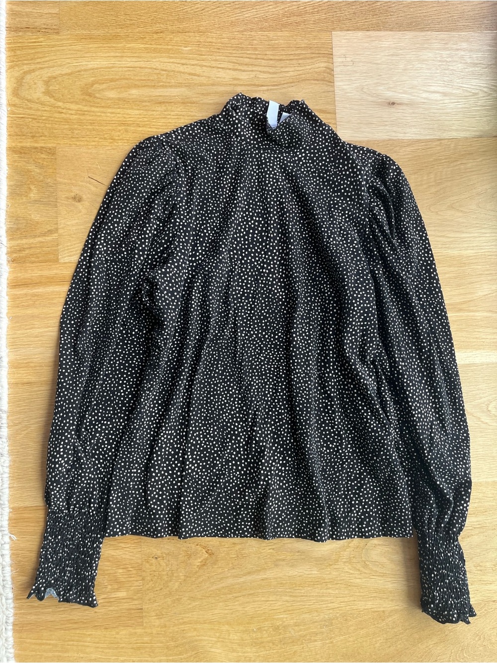 & Other Stories Black Mock Neck Polka Dot Blouse size small